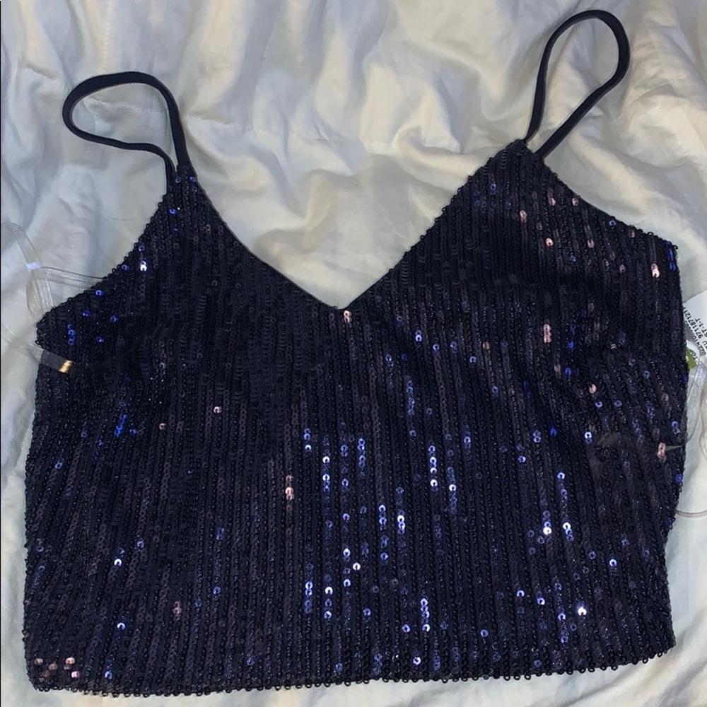 Sequined blue top